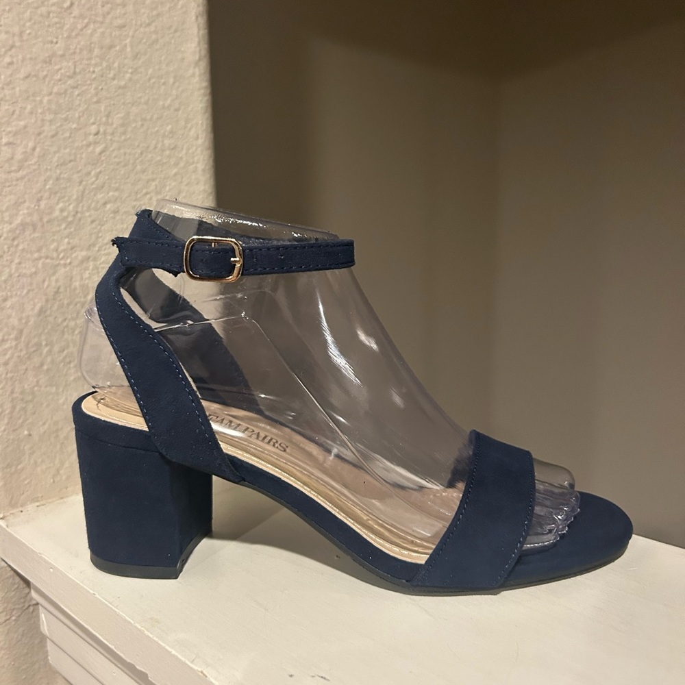 Dream Pairs Womens 6.5 Carnival Sandals Blue Block Heels Open Toe Ankle Strap - Picture 2 of 10
